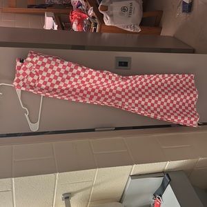 Hot Pink Checkered Flair Pants